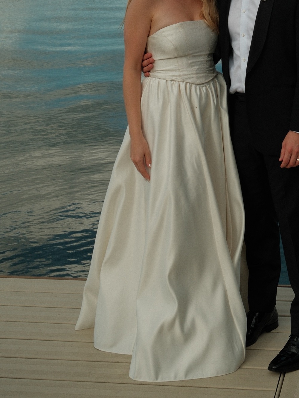 BHLDN Strapless Corset Jacquard A-Line Maxi Dress